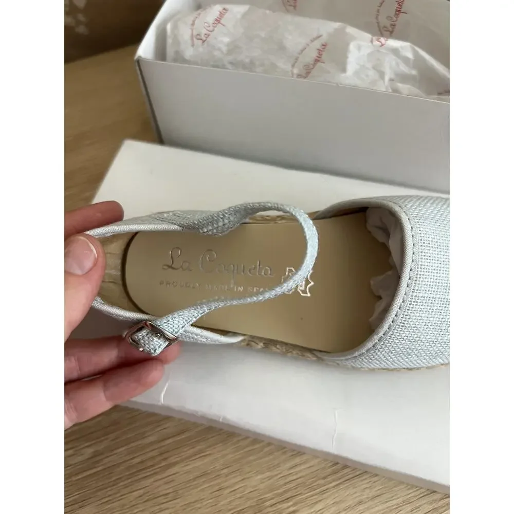 La Coqueta Pale Blue Olivia Canvas Girl Espadrille Size EU 27